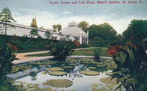 Vintage Postcard Green House Lily Pond Shaw's Garden Spot Saint Louis Missouri