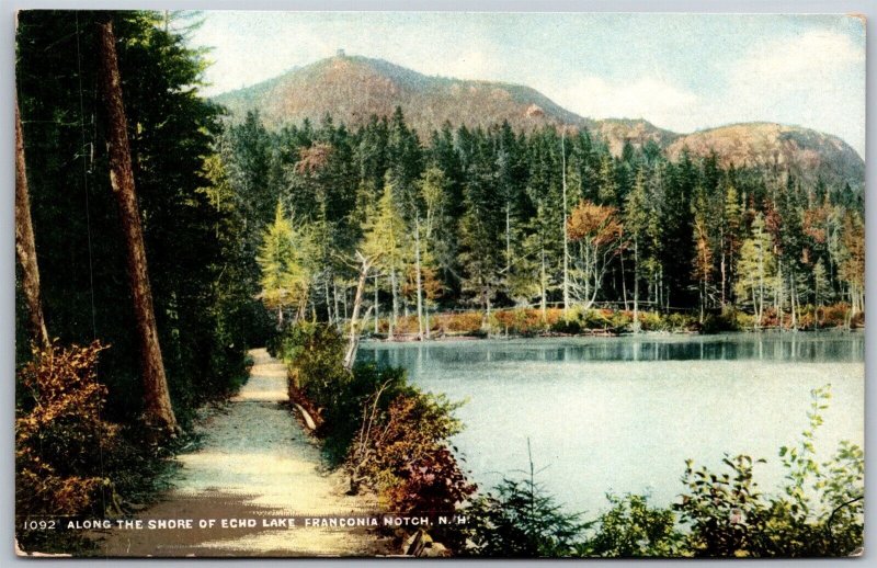 Vtg Franconia Notch New Hampshire NH Along The Shore of Echo Lake View Postcard