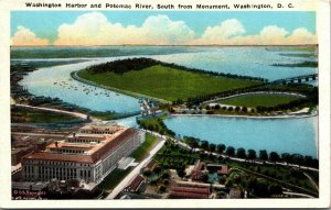 Vtg Washington DC Harbor and Potomac River from Monument 1920s Postcard