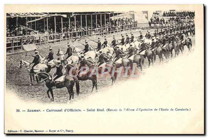 Old Postcard Horse Riding Equestrian Carousel of Saumur & # 39officiers Hi final