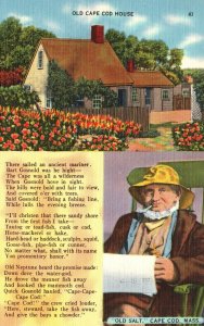 Old Cape Cod House Old Salt Ancient Mariner Massachusetts MA Vintage Postcard