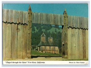 Vintage Chapel Through The Gates Fort Ross, California. Postcard 7GE