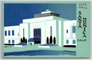 Serigraph Santa Monica City Hall Hand Made M.A. Sheehan Topanga CA Postcard N24