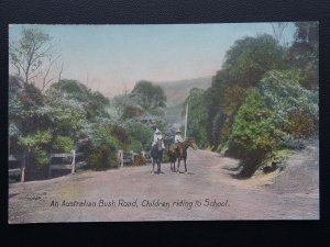 Australia AUSTRALIAN BUSH ROAD Children Riding to School c1905 Postcard by W&K