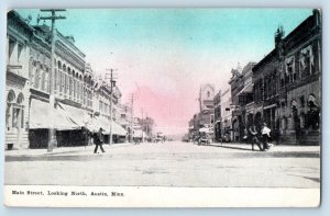 Austin Minnesota Postcard Main Street Looking North Road c1912 Vintage Antique