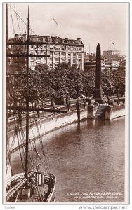 RP, A River View Of The Savoy Hotel And Cleopatra's Needle, LONDON, England, ...