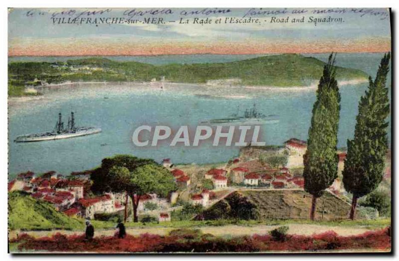 Old Postcard Villefranche sur mer The bay and the Yacht & # 39escadre