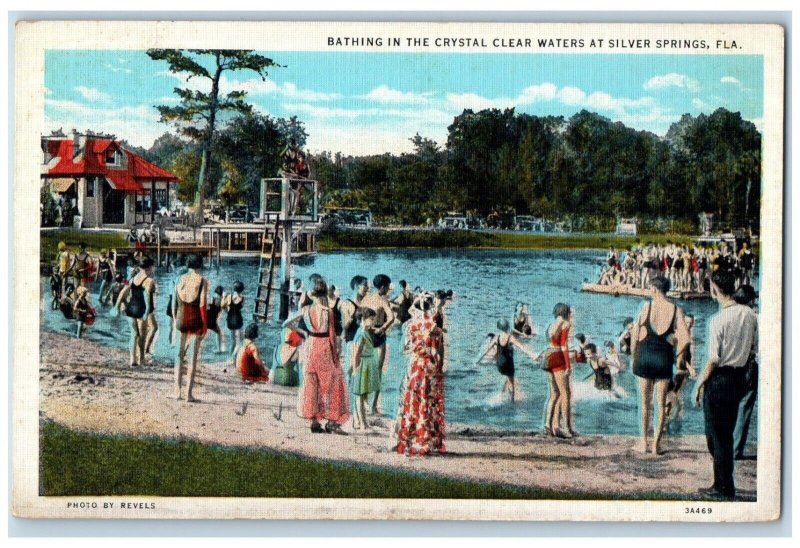 c1940 Bathing Crystal Clear Waters Fairyland Silver Springs Florida FL Postcard 