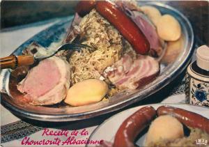 Recette de la Choucroute Alsacienne France food topic recipe postcard