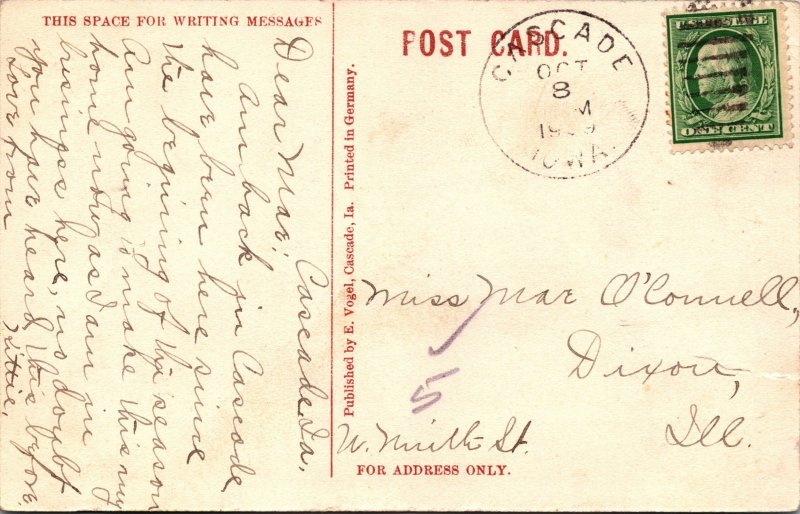 Postcard IA Cascade St. Martin's Church