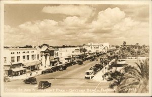 Daytona Beach Florida FL Beach St. Cars Cline? Real Photo Postcard