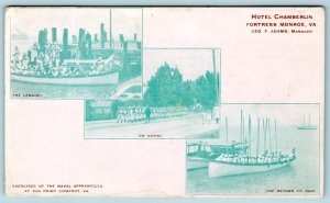 Pre-1906 NAVAL APPRENTICES OLD POINT COMFORT VA 3 VIEWS PRIVATE MAILING POSTCARD