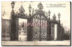 Old Postcard Lyon Tete d & # 39Or Park Gate Monumental Monument children Rhone