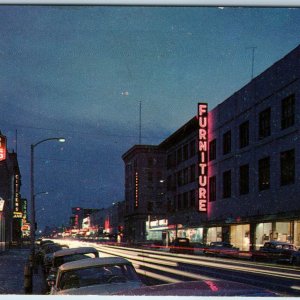 c1960s San Bernardino, CA Night Street Scene High Exposure Lights McMahan's A216
