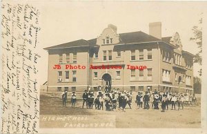 NE, Fairbury, Nebraska, RPPC, High School Building, Children, 1906 PM