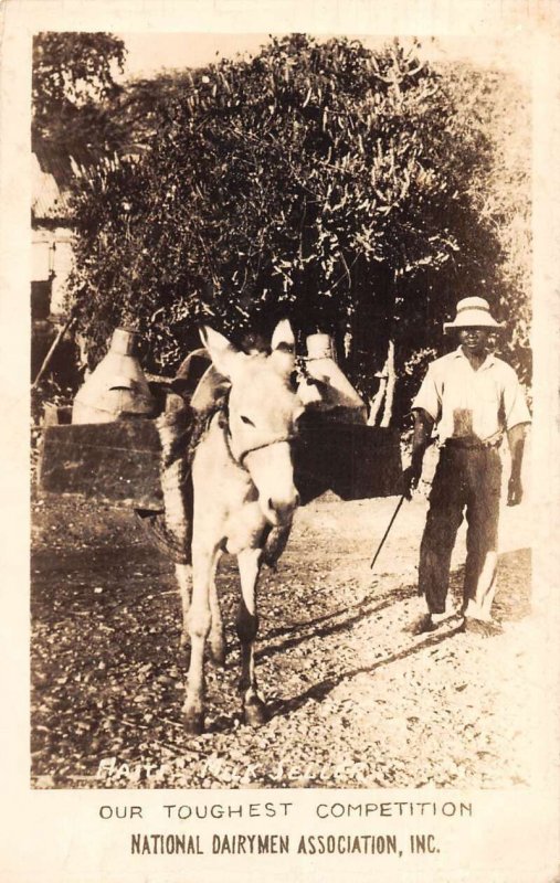 National Diarymen Association Farming Scene Donkey Real Photo Postcard AA32472