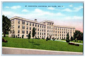 c1940 Mt. Washington Sanatorium Exterior Building Eau Claire Wisconsin Postcard