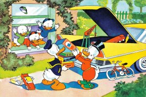 Walt Disney Donald Duck, Huey, Dewey and Louie On Holiday Vintage Postcard 07.81