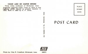 VINTAGE POSTCARD CEDAR LAKE OR CASPER COVERED BRIDGE WINTERSET IOWA