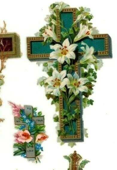 Victorian Die-Cuts 1870's-90's Crosses Flowers Miniatures Lot Of 14 Fab! X66