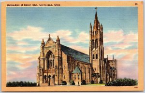 Cathedral Of Saint John Cleveland Ohio OH Sunset View Building Postcard