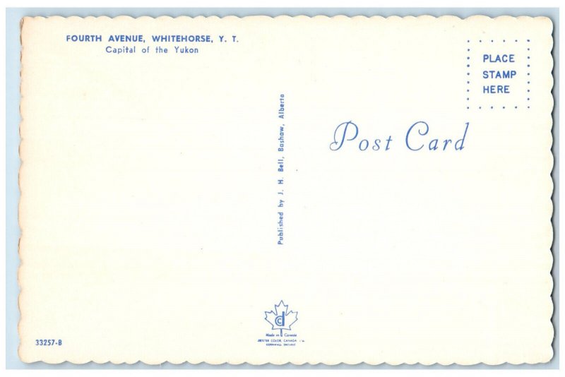 c1950's Fourth Avenue Whitehorse Y.T. Capital of the Yukon Canada Postcard 