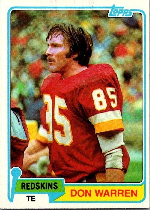 1981 Topps Football Card Don Warren Washington Redskins sk60432