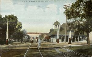 Petoskey MI GR&I Suburban Station & Parks c1910 Postcard