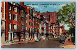 1940 Boston Massachusetts Postcard Beacon Street Famous Beacon Hill Building