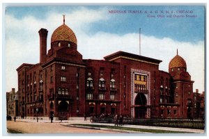 c1950 Medinah Temple AAONMS Building View Dirty Road People Chicago ILL Postcard