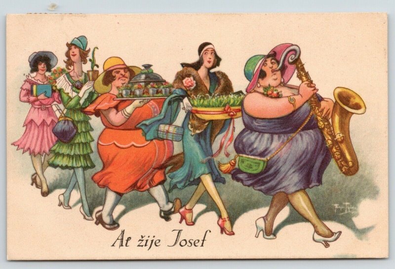 Czech~Ať zije Josef~Ladies Parade~Saxaphone Leads~Platter~ART DECO 1930s~Artist 