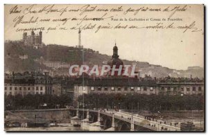 Lyon Old Postcard Bridge Guillotiere and hill Fourviere