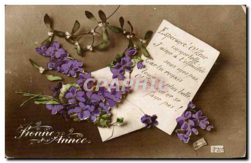 Old Postcard Fantasy Flowers Bonen year