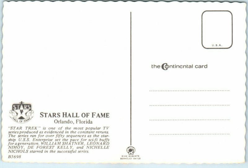 Postcard - Star Trek - Stars Hall of Fame - Orlando, Florida