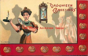 Halloween, Kathmann No RKL01-5, EC Banks, Ghosts Scaring a Woman