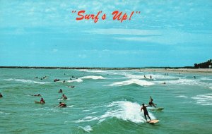 Vintage Postcard Surfing Along the Florida Coast Ocean Water Sports Adventure FL