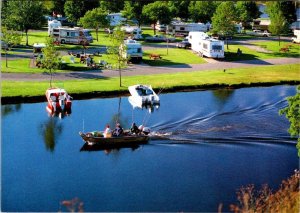 Menominee MI Michigan RIVERVIEW PARK Camping~Trailers~Fishing Boats 4X6 Postcard