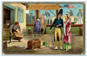 Dock Landing Of The Clermont Steamer New York To Albany Return Tuck's Postcard