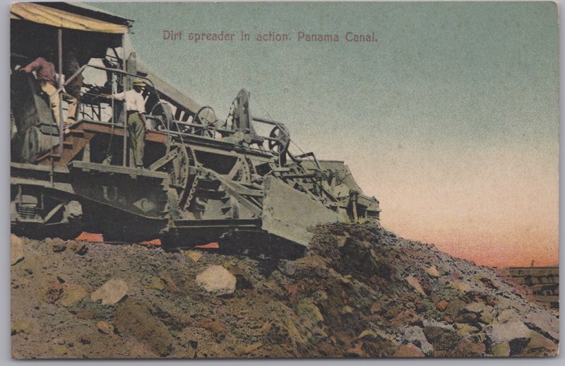 Panama Canal Zone, Railroad Dirt Spreader in Action - 