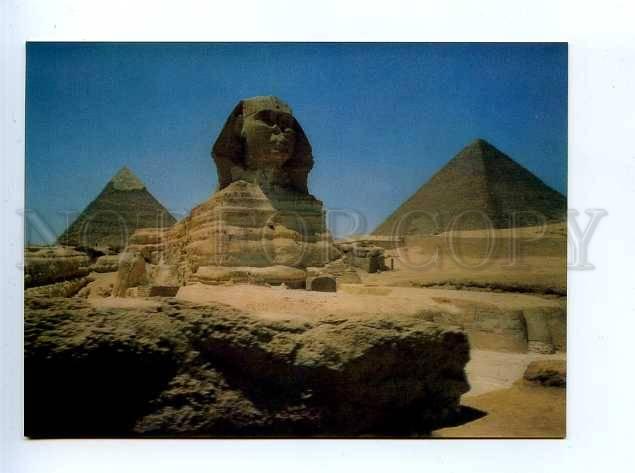 179461 EGYPT Pytamids Sphinx Giza old 3-D postcard