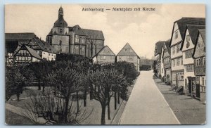 Hesse Germany Postcard Amöneburg Market Square with Church c1910 Antique