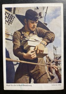 Mint Germany Color Picture Postcard PPC U Boat Sailor With Package