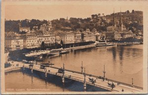 Switzerland Luzern Schweizerhofquai Vintage Postcard C196