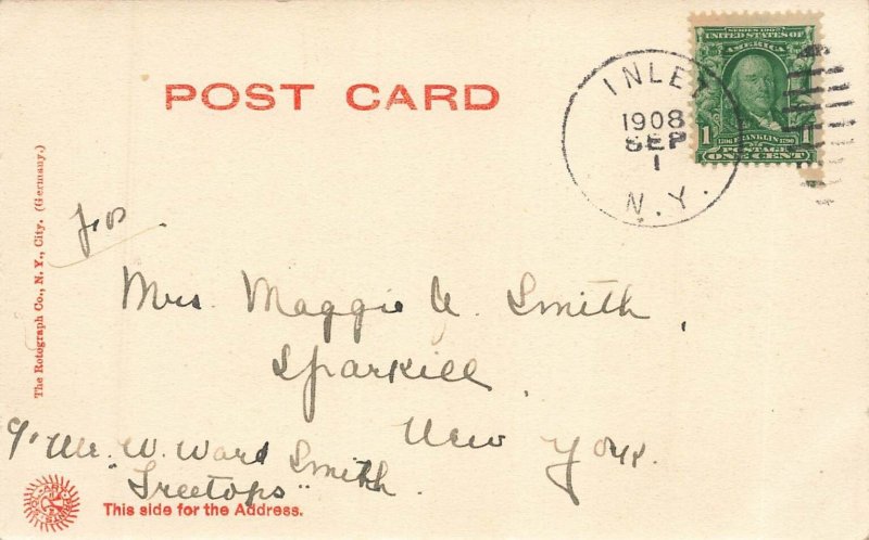 Vintage Adirondack Mountains Sixth Lake Scenic Postcard 1908