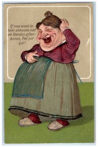 PFB Comic Postcard Ugly Woman If You Want To Take Someone Out On Sunday c1910's