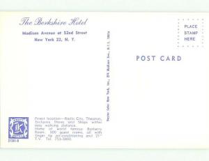 Unused Pre-1980 BERKSHIRE HOTEL New York City NY hr6301@