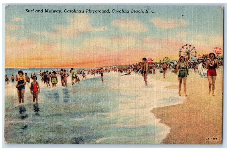 1944 Surf & Midway Carolina's Playground Carolina Beach NC Posted Waves Postcard