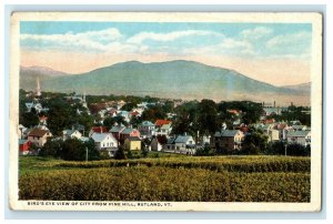 1917 Birds Eye View of City from Pine Hill, Rutland, Vermont VT Postcard