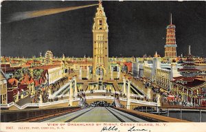 View of Dreamland By Night Coney Island, NY, USA Amusement Park 1905 