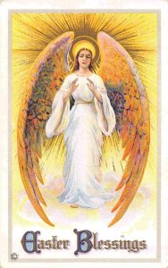 Angel Easter Blessings Greetings 1910c postcard